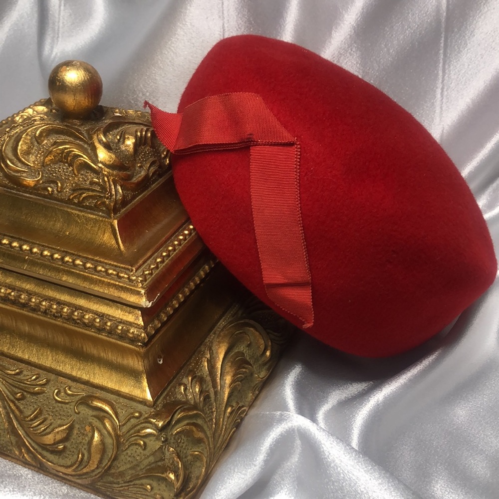 Henry Pollak Red 100% Wool Beret Hat for Women
